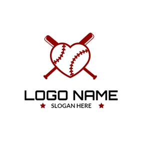 Logótipo De Basebol Unique Red Heart and Baseball logo design