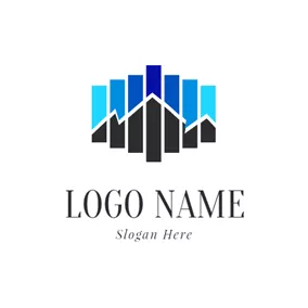山のロゴ Vertical Bar and Abstract Mountain logo design