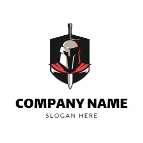 Fighting Logo Vertical Sword and Brave Warrior Badge logo design