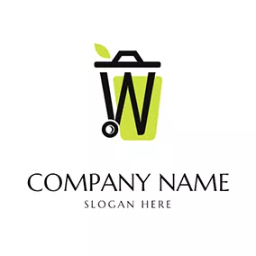 Environmental Logo W Shape Trash Can logo design