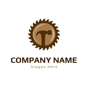 Carpentry Logo Wheel Gear and Hammer logo design