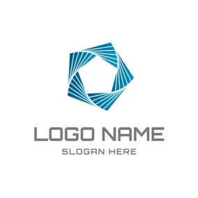 Elegant Logo White and Blue Polygon Icon logo design