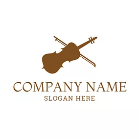 Flat Logo White and Brown Violin Icon logo design