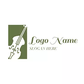 Flat Logo White and Green Cello Icon logo design