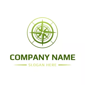 冒険　ロゴ White and Green Compass logo design