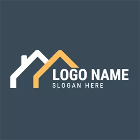 屋頂 Logo White and Orange Cottages logo design