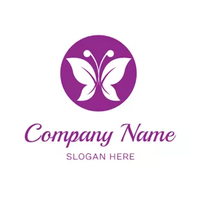 妖精ロゴ White and Purple Round Butterfly logo design