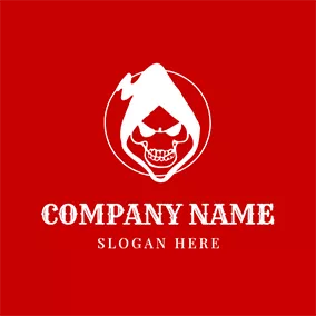 Human Logo White and Red Skull Icon logo design