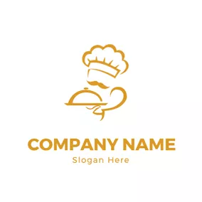 Takeaway Logo White and Yellow Cooking Chef logo design