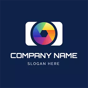 Photography Logo White Camera With Colorful Lens logo design