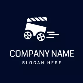 スタジオロゴ White Clapperboard and Blue Film logo design
