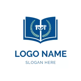 デコレーションロゴ White Cross and Blue Book logo design