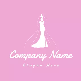 Pink Logo White Dress and Clothing Brand logo design