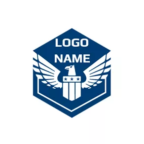 Logo De La Police White Eagle and Blue Police Shield logo design