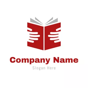 圖書館 Logo White Hand and Red Book logo design