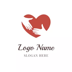 友好のロゴ White Hand and Red Heart logo design