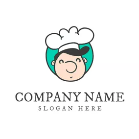 Charakter Logo White Hat and Cartoon Chef logo design