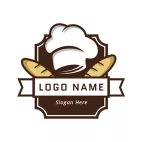 Logo De La Boulangerie White Hat and Yellow Bread logo design