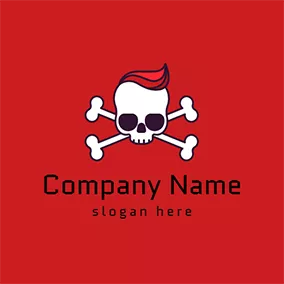 Dangerous Logo White Human Skeleton and Bone logo design