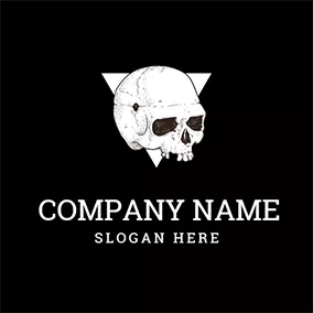 白黒ロゴ White Human Skeleton Icon logo design