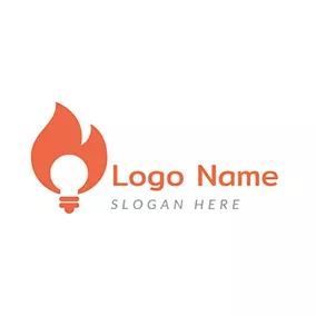 Logótipo De Chama White Lamp Bulb and Fire logo design
