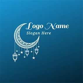 Fancy Logo White Moon and Decoration logo design
