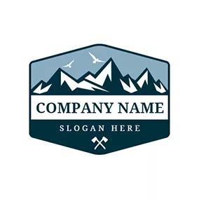 冒険　ロゴ White Mountain and Blue Badge logo design