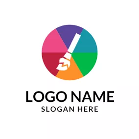 Logotipo De Lienzo White Paintbrush and Colorful Palette logo design