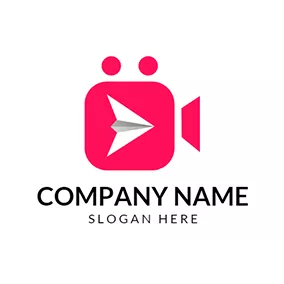 Photography Logo White Paper Plane and Red Video logo design