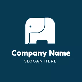 猛獁logo White Square Elephant logo design