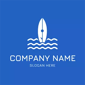 サーフロゴ White Surfboard and Wave logo design