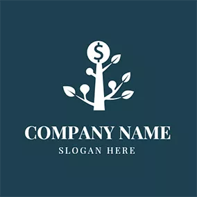 Finance Logo White Tree and Dollar Coin logo design