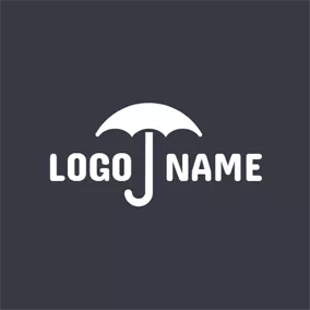 Black Logo White Umbrella and Letter T logo design