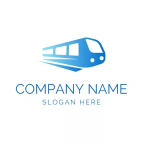 火车 Logo White Window and Blue Train logo design