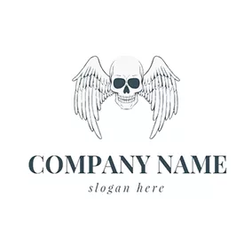 Emblem Logo White Wing and Skull Icon logo design