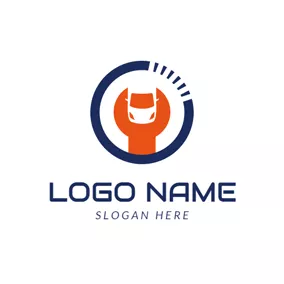 Car Service Logo Wrench and Steering Wheel logo design