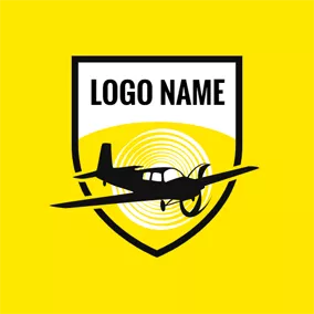 Logotipo De Avión Yellow and Black Airplane logo design
