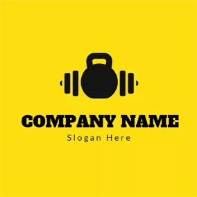 Logótipo De Culturismo Yellow and Black Bodybuilding Equipment logo design