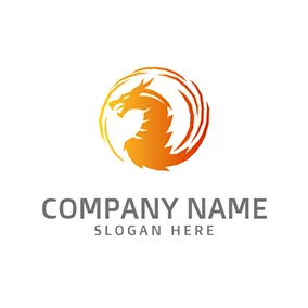Flat Logo Yellow and Orange Dragon Head logo design