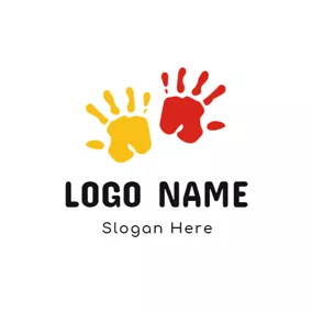 Logotipo De Lienzo Yellow and Red Hand Print logo design