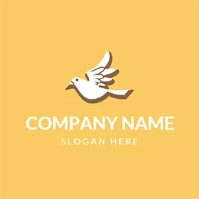 Twitter Logo Yellow and White Flying Dove logo design