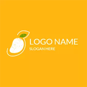 Flat Logo Yellow and White Mango logo design