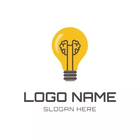Concept Logo Yellow Bulb and Brain logo design