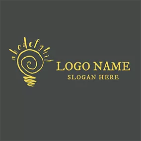 英語ロゴ Yellow Circle and English Letter logo design