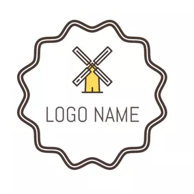 Logotipo Casual Yellow Encircled Windmill logo design