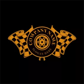 Logotipo De Motor Yellow Flag and Black Motorcycle logo design