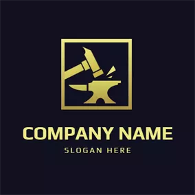 Concept Logo Yellow Frame and Hammer logo design