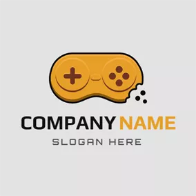 電子競技 Logo Yellow Gamepad and Biscuits logo design