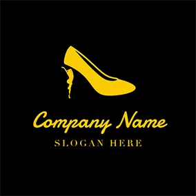 Flat Logo Yellow High Heeled Shoes Icon logo design