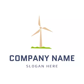 Air Logo Yellow Windmill and Wind Energy logo design